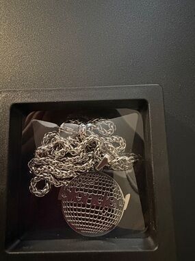 Silver-tone Textured Globe Pendant Necklace